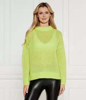 Свитер из шерсти HUGO Sloossy Oversize fit, лаймовый