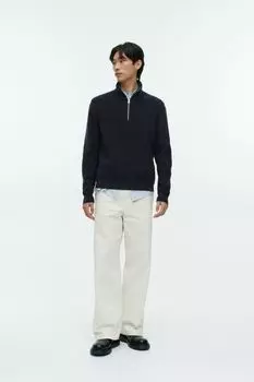 Свитер из шерсти и хлопка с короткой молнией ARKET