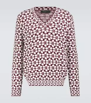 Свитер из шерсти и кашемира Prada, Bordeaux+Bianco