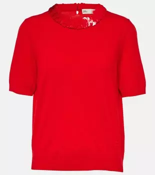 Свитер из шерсти и кашемира с блестками Tory Burch, красный