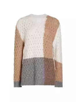 Свитер из шерсти и кашемира с цветными блоками Naadam, слоновая кость