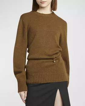 Свитер из шерсти и кашемира с длинными рукавами и пирсингом Philosophy di Lorenzo Serafini, цвет Green