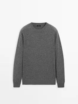 Свитер из шерсти и кашемира с круглым вырезом Massimo Dutti, серый