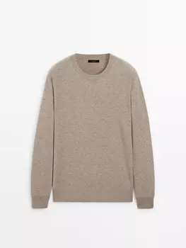Свитер из шерсти и кашемира с круглым вырезом Massimo Dutti, бежевый