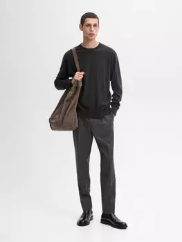 Свитер из шерсти и кашемира с круглым вырезом Massimo Dutti, серый