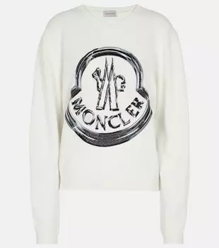 Свитер из шерсти и кашемира с логотипом MONCLER, белый