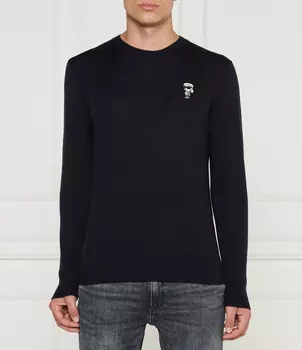 Свитер из шерсти Karl Lagerfeld Regular Fit, темно-синий