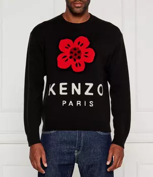 Свитер из шерсти Kenzo BOKE FLOWER Relaxed fit, черный