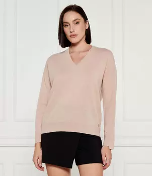 Свитер из шерсти Liu Jo Loose fit, пудрово-розовый