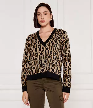 Свитер из шерсти Liu Jo Relaxed fit, бежевый