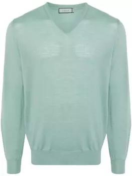 Свитер из шерсти мериноса Canali, зеленый