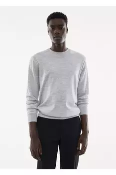 Свитер из шерсти мериноса, который можно стирать, Mango, серый