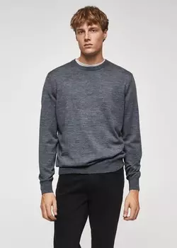 Свитер из шерсти мериноса (можно стирать в машине) MANGO, серый
