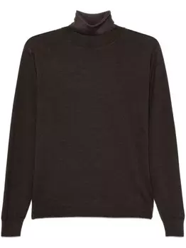 Свитер из шерсти мериноса с высоким воротником Dell'oglio, коричневый