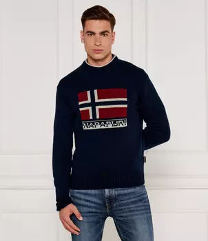 Свитер из шерсти Napapijri D-Silvretta Regular Fit, темно-синий