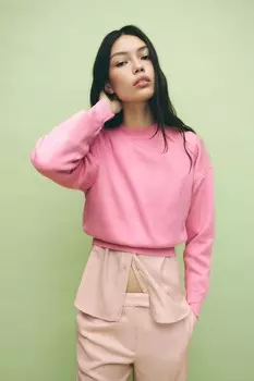 Свитер из шерсти однотяжной тряски ZARA, розовый