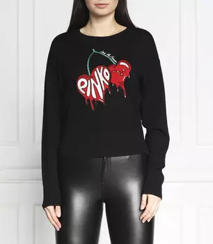 Свитер из шерсти Pinko mercurio maglia 100 wo + jacqu regular fit, черный