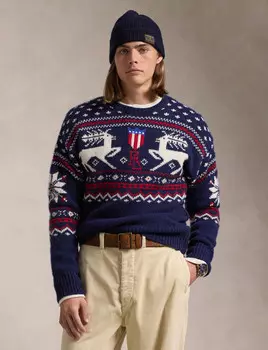 Свитер из шерсти POLO RALPH LAUREN Regular Fit, темно-синий
