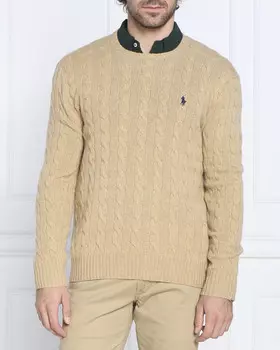 Свитер из шерсти POLO RALPH LAUREN slim fit, коричневый