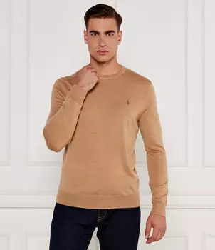 Свитер из шерсти POLO RALPH LAUREN Slim Fit, бежевый