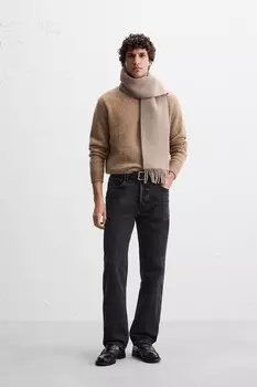 Свитер из шерсти с наческом ZARA, средний кэмел