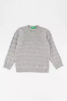 Свитер из шерсти с овальным вырезом United Colors Of Benetton, серый