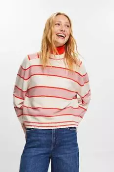 Свитер из шерсти с овальным вырезом Esprit, розовый