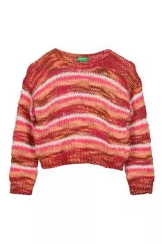 Свитер из шерсти с заниженными рукавами United Colors Of Benetton, мультиколор