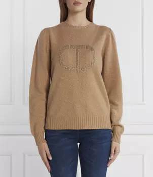 Свитер из шерсти TWINSET Regular Fit, коричневый