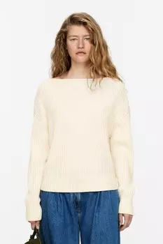 Свитер из шерсти в рубчик Arket, белый