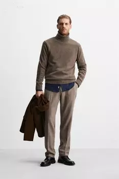 Свитер из шерсти ZARA, норка коричневая