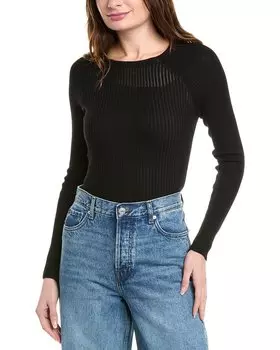 Свитер из шерстяной смеси Rag & Bone Dorit Shadow Stripe, черный