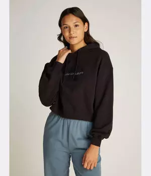 Свитер из синели Cropped fit Calvin Klein Jeans, черный