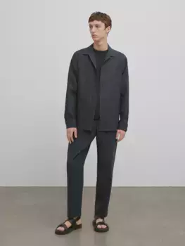 Свитер из смешанного хлопка и шелка с коротким рукавом - studio Massimo Dutti, синий