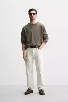 Свитер из смешанного хлопка с текстурой ZARA, кэмел