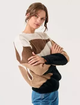 Свитер из смешанного трикотажа с круглым вырезом и узором Jimmy Key