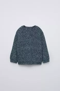 Свитер из смешанной трикотажной плотности ZARA, голубоватый