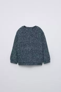 Свитер из смешанной трикотажной плотности ZARA, голубоватый