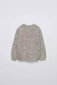 Свитер из смешанной трикотажной плотности ZARA, светло-бежевый