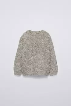 Свитер из смешанной трикотажной плотности ZARA, светло-бежевый