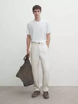 Свитер из смеси хлопка и шелка с короткими рукавами Massimo Dutti, бежевый