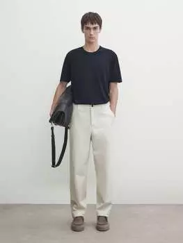 Свитер из смеси хлопка и шелка с короткими рукавами Massimo Dutti, синий
