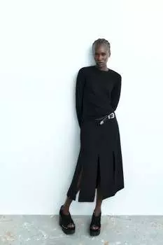 Свитер из смеси шерсти и альпаки ZARA, черный