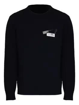 Свитер из смеси шерсти MM6 Maison Margiela, черный