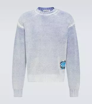 Свитер из смесового хлопка с аппликациями Acne Studios, синий