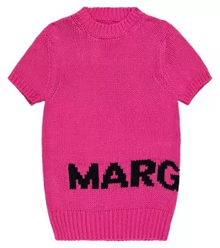 Свитер из смесового хлопка с логотипом MM6 Maison Margiela, розовый