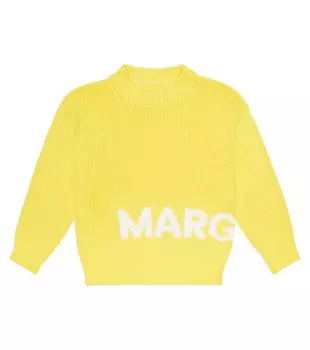 Свитер из смесового хлопка с логотипом MM6 Maison Margiela, желтый