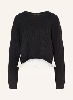 Свитер из смесового материала со складками Sandro, черный