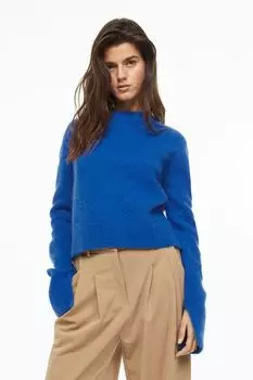 Свитер из смесового мохера H&amp;M, ярко-голубой