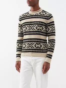 Свитер из смесового шелка с геометрическим узором Ralph Lauren, бежевый